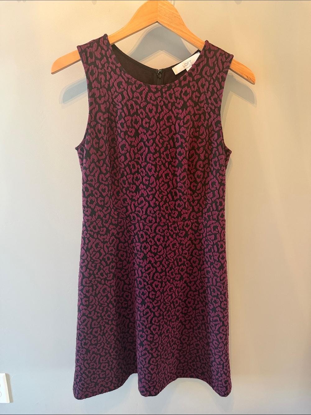 LOFT Purple and Black Leopard Print Sleeveless Dress Size 4